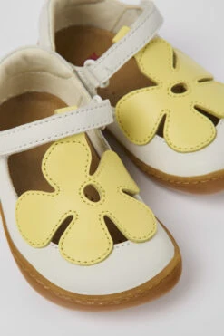 Twins White And Yellow Leather Shoes For Kids