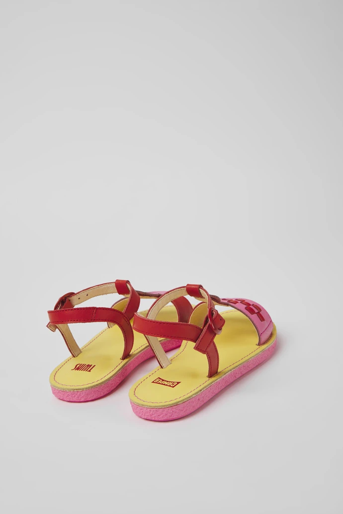 Twins Red And Pink Leather Sandals For Kids 5 Twins Red And Pink Leather Sandals For Kids - Image 3