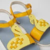 Twins Yellow And Orange Leather Sandals For Kids -MK store K800535 002 DF