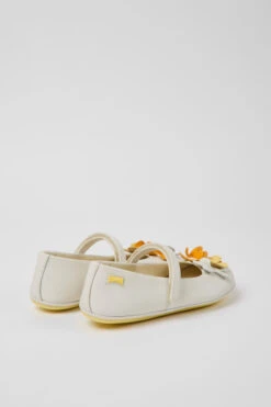 Twins White Leather Ballerinas For Kids -MK store K800539 001 TF