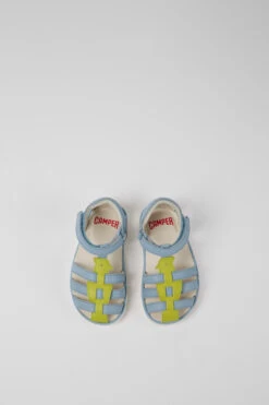 Miko Blue And Green Leather Sandals For Kids -MK store K800545 001 CF