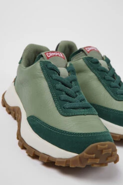 Drift Trail Green Leather And Nubuck Sneakers For Kids