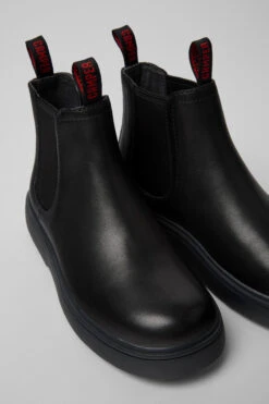 Norte Black Leather Chelsea Boots For Kids