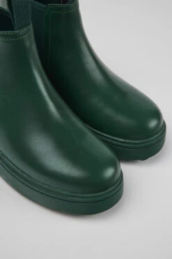 Norte Green Leather Chelsea Boots For Kids