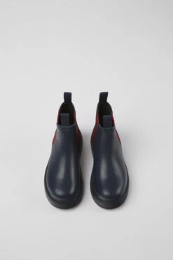 Norte Navy Blue Leather Chelsea Boots For Kids -MK store K900149 016 CF