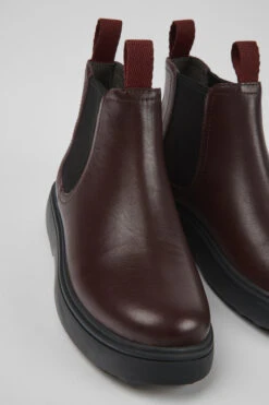 Norte Burgundy Leather Chelsea Boots For Kids