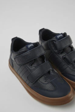 Pursuit Blue Leather And Textile Sneakers For Kids