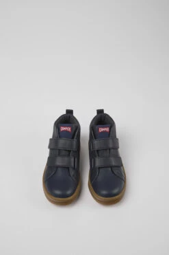 Runner Navy Blue Leather And Textile Ankle Boots For Kids -MK store K900282 010 CF