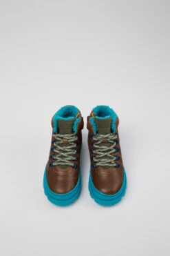 Brutus Brown Leather And Textile Ankle Boots For Kids -MK store K900313 003 CF