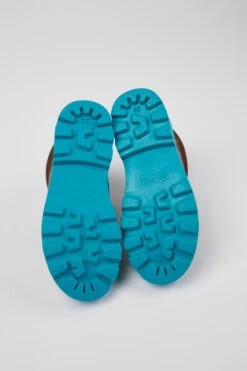 Brutus Brown Leather And Textile Ankle Boots For Kids -MK store K900313 003 SF