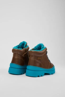 Brutus Brown Leather And Textile Ankle Boots For Kids -MK store K900313 003 TF