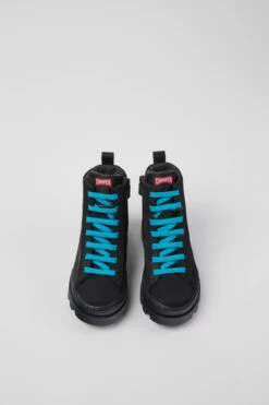 Brutus Black Textile And Leather Ankle Boots For Kids -MK store K900318 003 CF