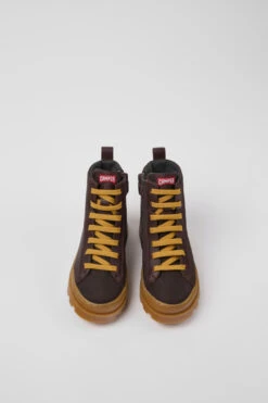 Brutus Brown Textile And Leather Ankle Boots For Kids -MK store K900318 004 CF