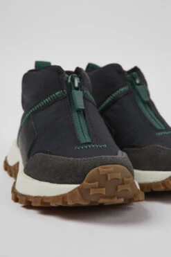 Drift Trail Black Textile And Leather Sneakers For Kids