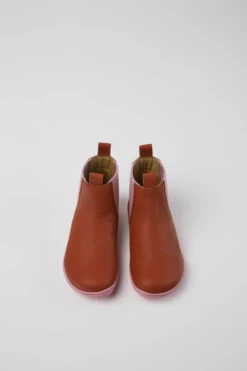 Peu Red Leather Ankle Boots For Kids -MK store K900326 003 CF