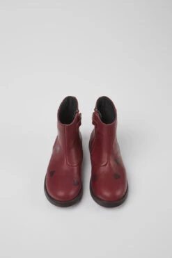 Twins Burgundy Leather Ankle Boots For Kids -MK store K900329 001 CF
