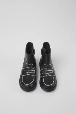 Twins Black Leather Ankle Boots For Kids 10 Twins Black Leather Ankle Boots For Kids -MK store K900330 001 CF