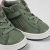 Twins Green Leather Sneakers For Kids